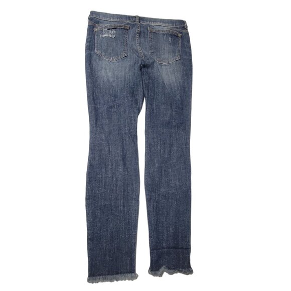 Harper Jeans Womens Size 30 Skinny Low Rise Dark Wash Raw Hem Ripped Denim Pants - Picture 3 of 7